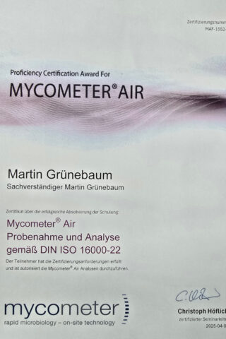 Zertifikat Mycometer Air