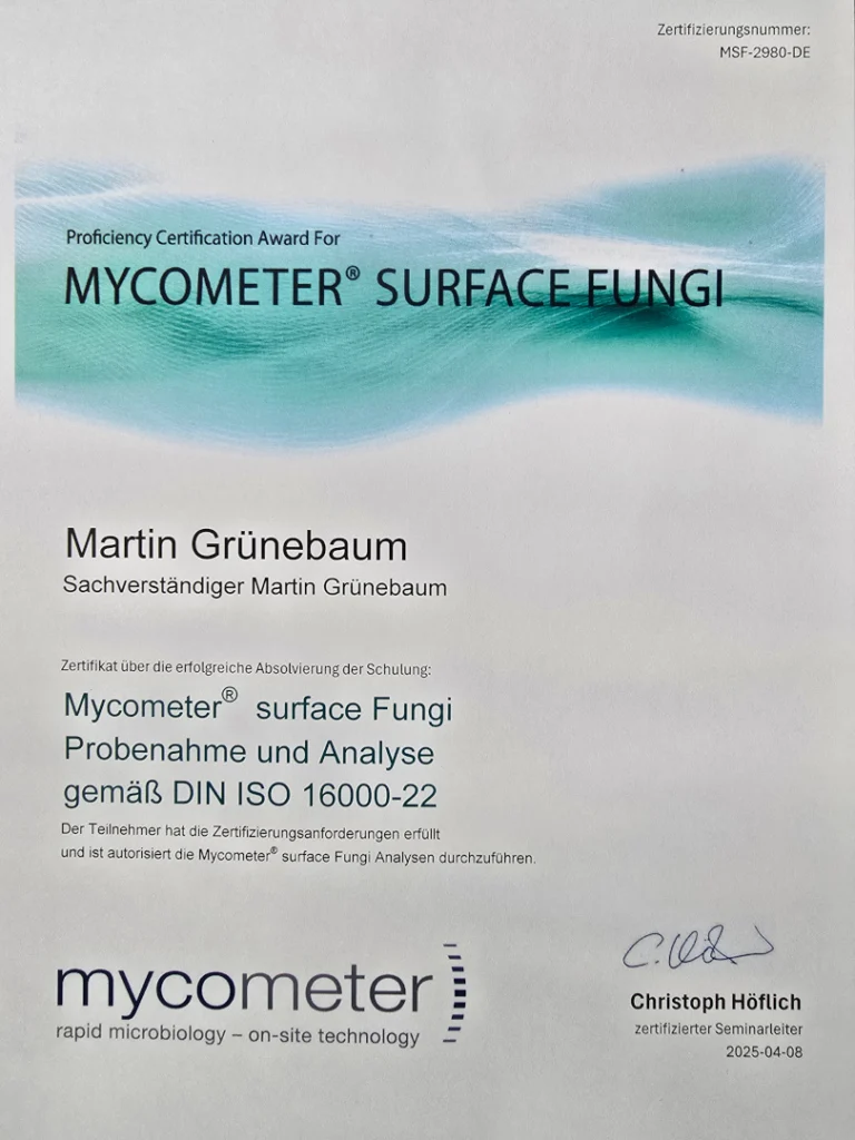 Zertifikat Mycometer Surface Fungi
