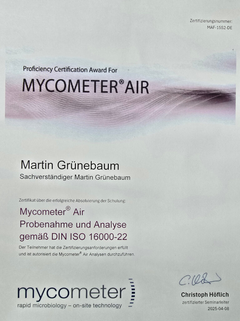 Zertifikat Mycometer Air